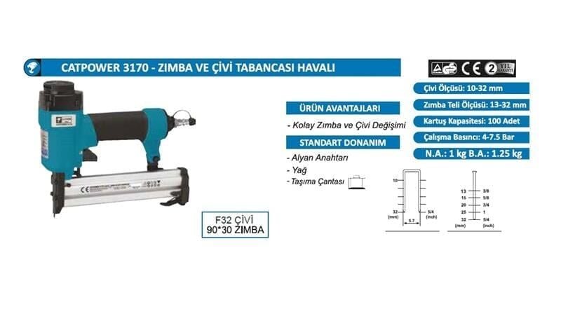 CATPOWER 3170- ZIMBA VE ÇİVİ TABANCASI HAVALI