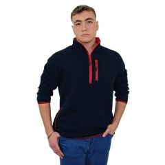 ÜÇ İPLİK SWEAT CEPLİ FERMUARLI LACİVERT LARGE