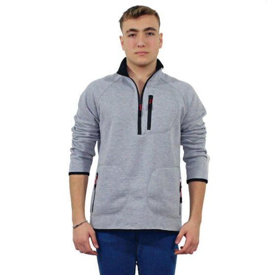 ÜÇ İPLİK SWEAT CEPLİ FERMUARLI GRİ 2XL